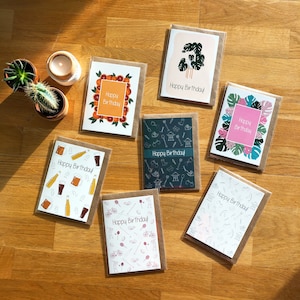 Packung mit sieben alles Gute zum Geburtstag Karten | Grußkarten, Kartenpaket, spezielle Gelegenheit Karten, FeierKarten, Pack von 7 Karten, Geburtstag |