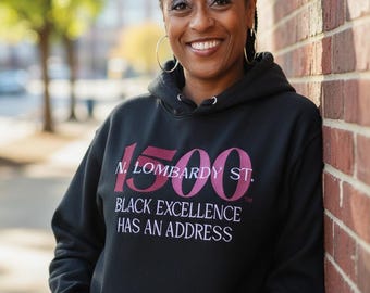 1500 N. Lombardy Street Embroidered Hoodie | Black Excellence Statement Apparel