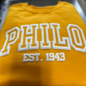 Philo 1943 Puff Collegiate Style Tshirt (short or long sleeve/Hoodie