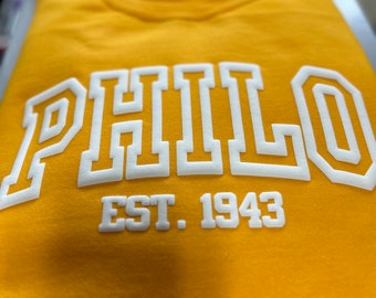 Philo Puff Collegiate Style Tshirt (short or long sleeve/Hoodie
