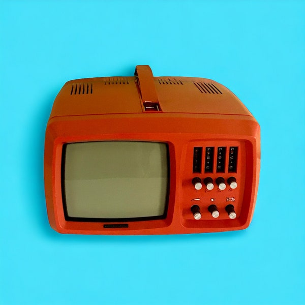 Videoton Mini-Vidi Space Age Design Vintage Mini Tv Orange 1970s