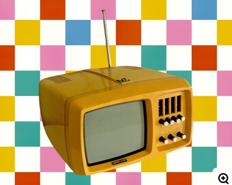 Videoton Mini-Vidi Space Age Design Vintage Mini Tv Yellow 1970s