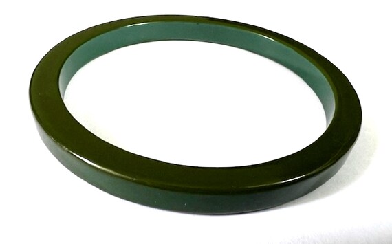 Vintage Bakelite Bangle Thin Width Green Simichro… - image 7
