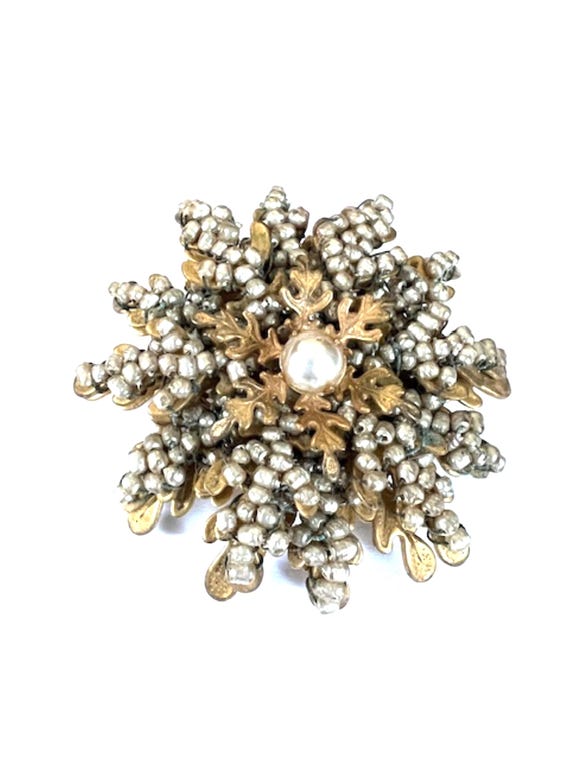 Vintage Miriam Haskell Signed Snowflake Gray Smal… - image 1