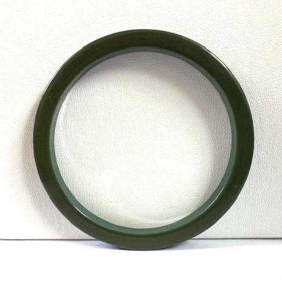 Vintage Bakelite Bangle Thin Width Green Simichro… - image 5