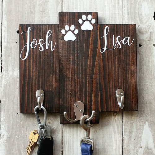 Personalized Key Holder for Wall His Hers Key and Leash Etsy