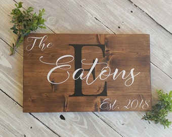 Personalized Last Name Sign, Newlywed Gift, Housewarming Gift, Family Name Sign with established year, Rustic Wall Decor
