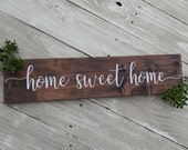 Horizontal rustic Home sweet home sign, gallery wall art, modern farmhouse, living room decor, closing gift, housewarming gift