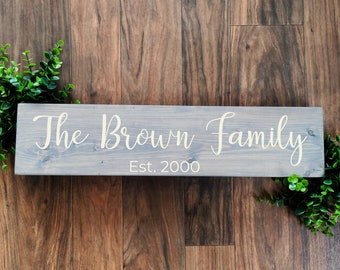 Personalized last name sign,  established year, family sign, housewarming gift, wedding gift, bridal shower gift, anniversary gift, wood