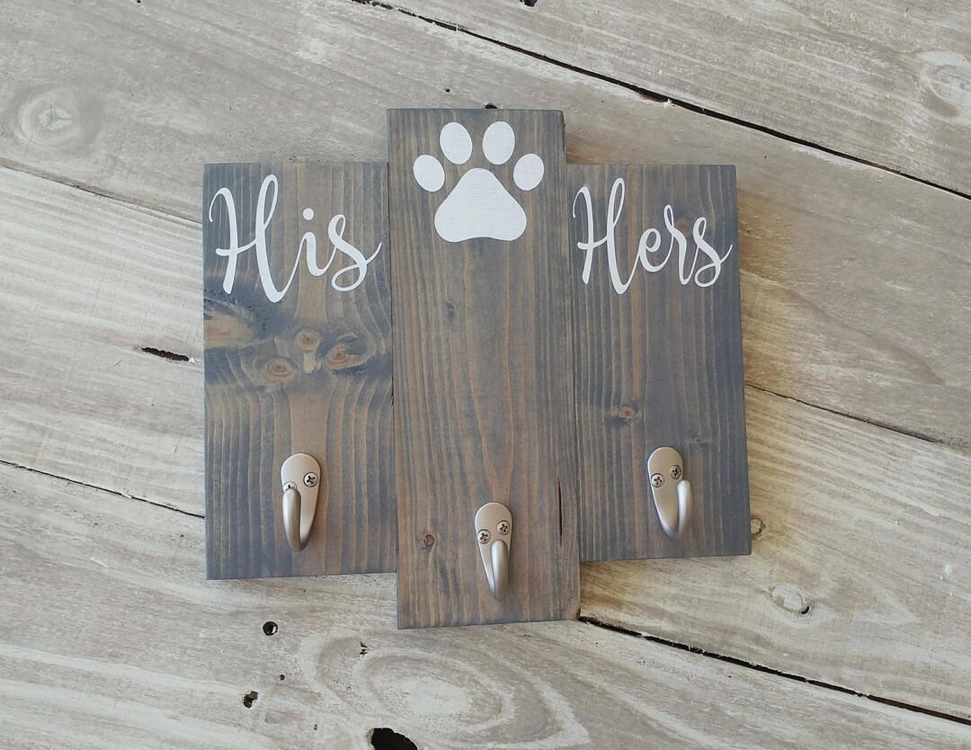 His Hers Key and Dog Leash Rack, Key Holder for Wall, Key Hanger ...