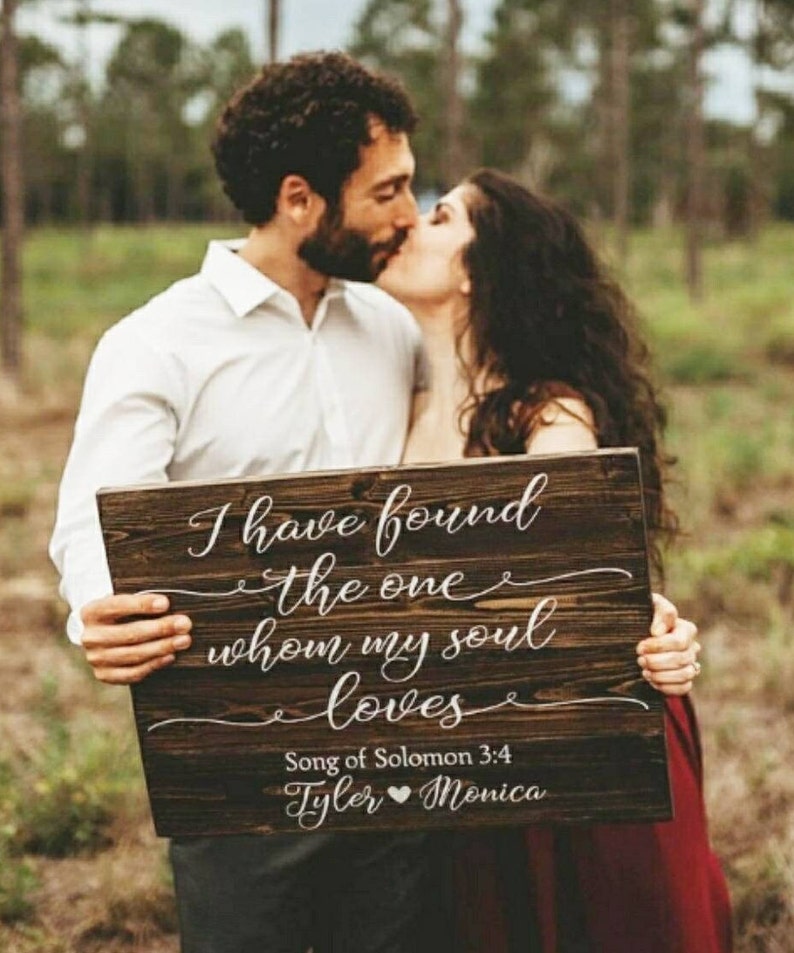 Personalized wedding ceremony sign, couple gift, song of solomon 3:4, I have found the one whom my soul loves, engagement gift, wedding gift image 1