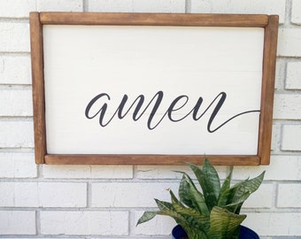 Amen Kitchen Wood Sign, Scripture Wall Art, Farmhouse Kitchen Wall Decor, Christian Decor