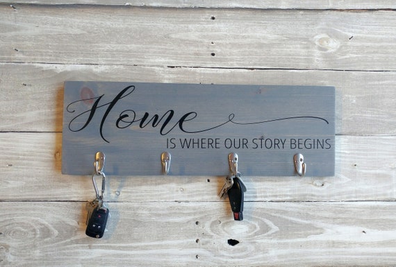 Entryway Key Holder for Wall Home is Where Our Story Begins | Etsy