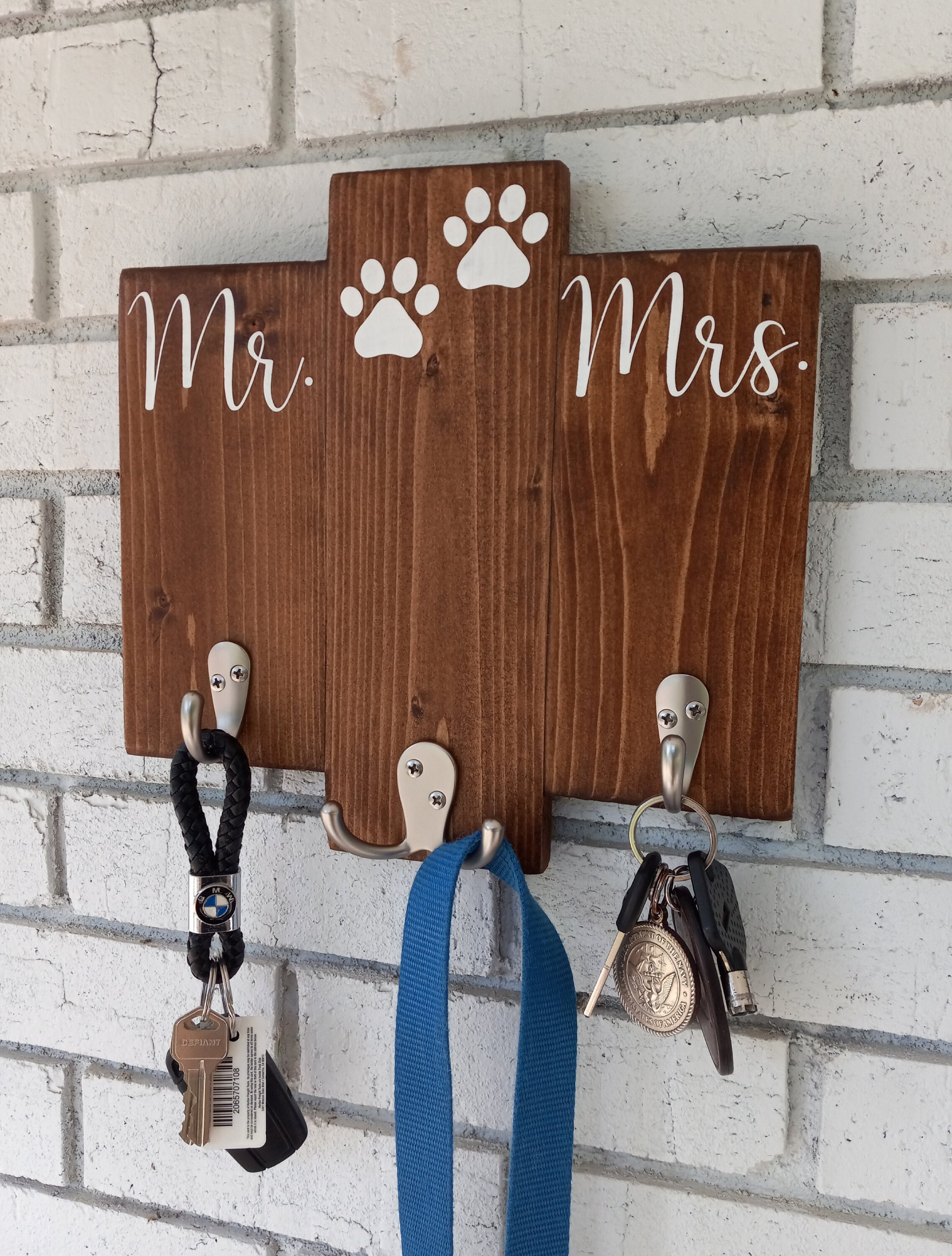 Mr Mrs Key Holder for Wall His Hers Key and Dog Leash Hanger Etsy