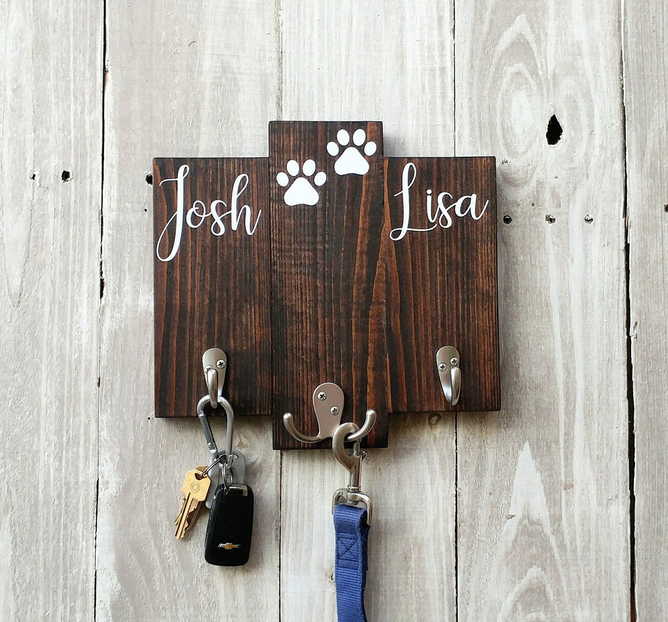 Personalized Key Holder for Wall His Hers Key and Leash Etsy