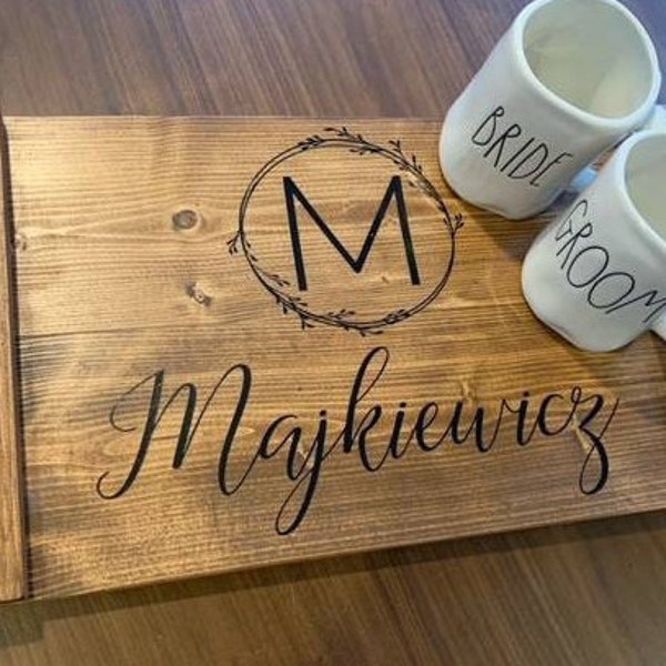 Rustic personalized wood serving tray, Personalized  charcuterie board, couple gift, housewarming gift, wedding gift, rustic kitchen decor