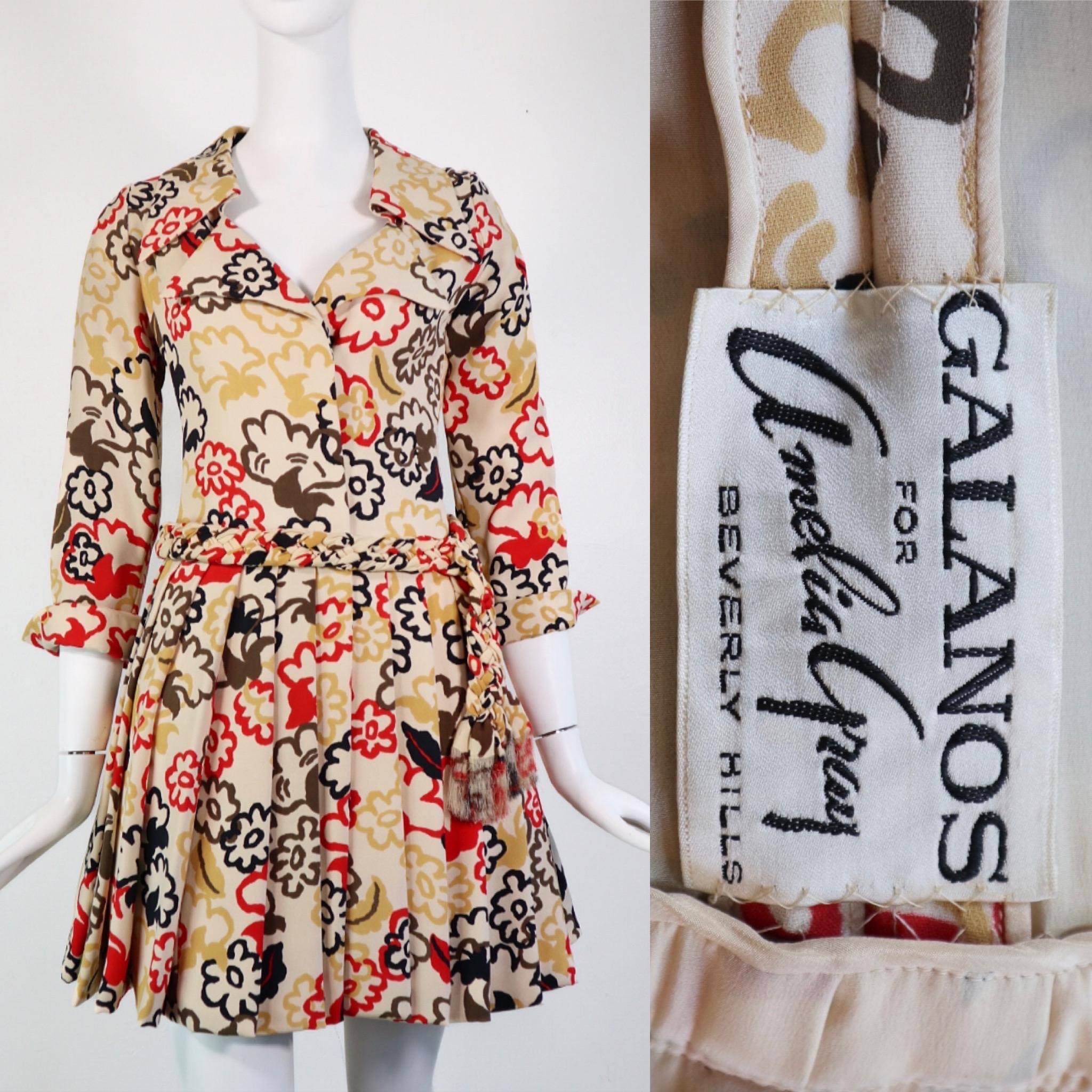 Vintage 1960's | Medium | James Galanos couture for Amelia Gray silk floral mini dress