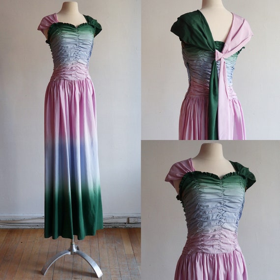 Vintage S 1940’s | multi-coloured shirred taffeta