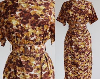 Vintage 1950’s | Small | Fall floral print dress