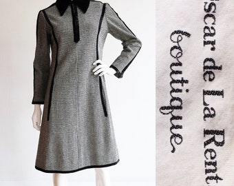 Vintage 1960s | Medium | Oscar deLa Renta mod wool gingham step in dress