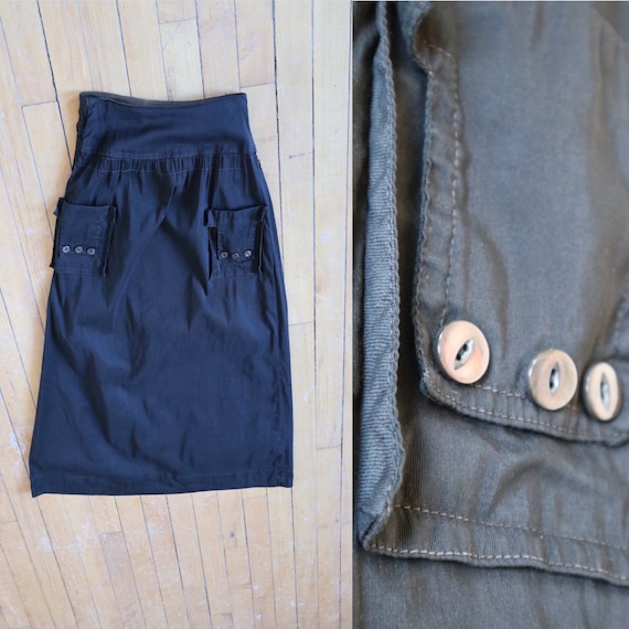 Antique 1920's / Early 20's black cotton skirt wit