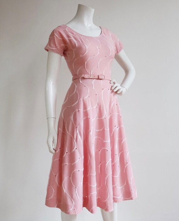 Vintage 1940’s | XS/S | Soft pink cotton/linen Br… - image 5