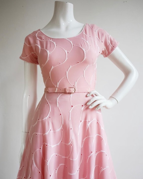 Vintage 1940’s | XS/S | Soft pink cotton/linen Br… - image 2