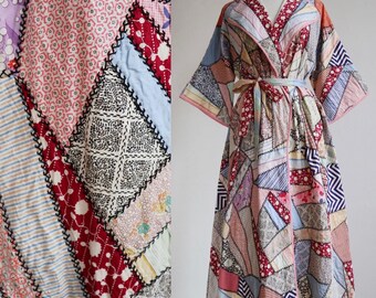 Vintage 1930’s | XL and smaller | Cotton ‘Crazy quilt’ robe