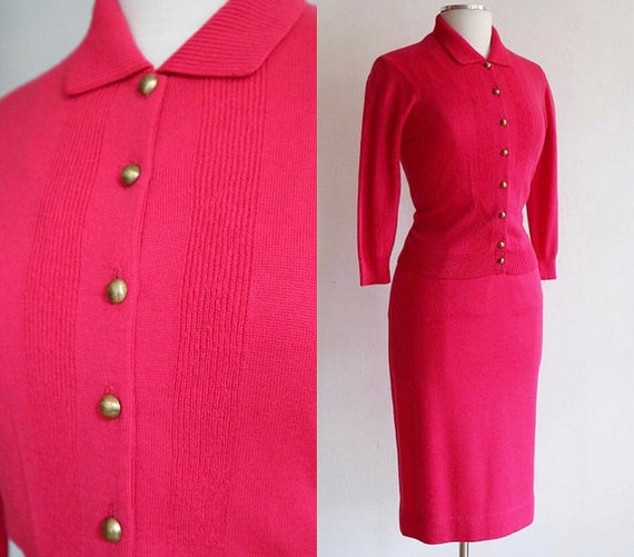Vintage 1950’s | hot pink Jantzen 2 piece sweater