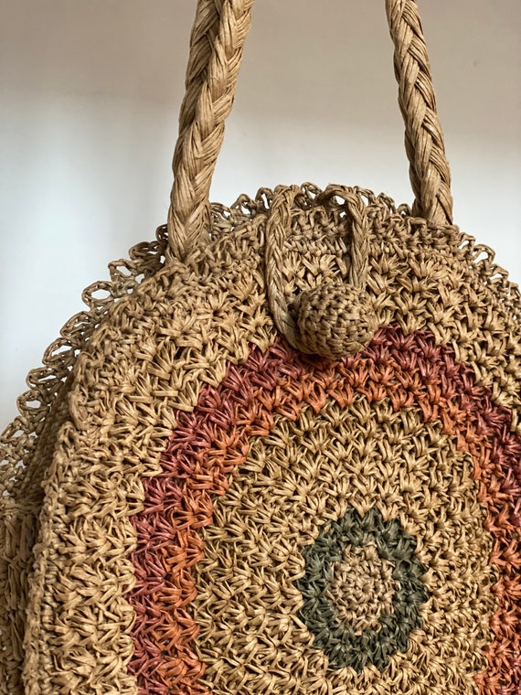 Vintage 1940’s | rainbow raffia mini handbag