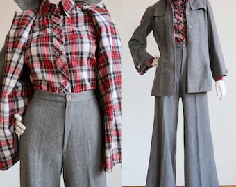 Vintage 1970's | S-M | 3 piece wool and cotton flannel ensemble.