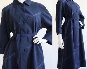 Vintage 1970’s | M-L | Space blue ultra suede coat