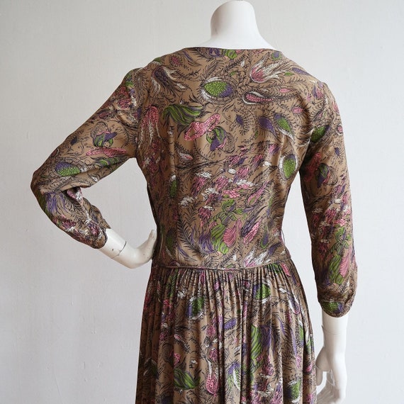 Vintage 1940s | Medium | silk crepe novelty print… - image 7