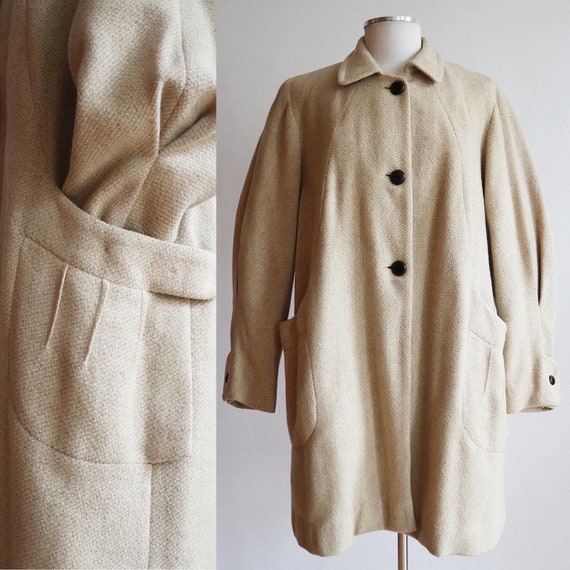 Vintage 1940s | Large | classic wool coat with bal