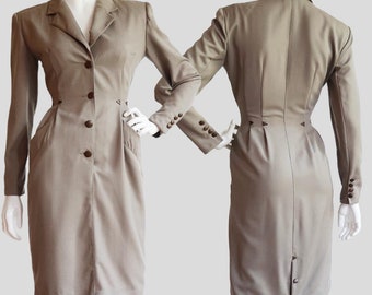 Vintage 1980’s | S-M | 1940s style fitted wool dress by designer Georges Rech.