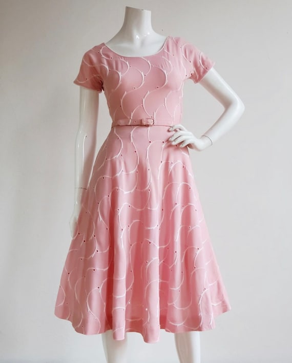 Vintage 1940’s | XS/S | Soft pink cotton/linen Br… - image 3