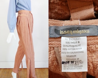 Vintage 1980's | Small | Rare Issey Miyake bouclé knit trousers bondage straps