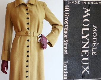 Rare Vintage 1930s | S/M | Molyneux Couture museum-worthy golden yellow coat