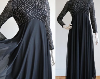 Vintage late 1960’s | S/M | Victoria Royal beaded chiffon/jersey gown