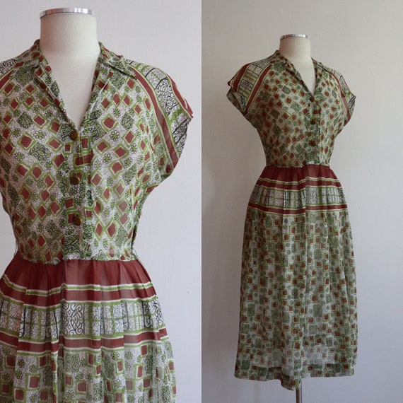 Vintage 1940s | Small | beautiful cotton voile day