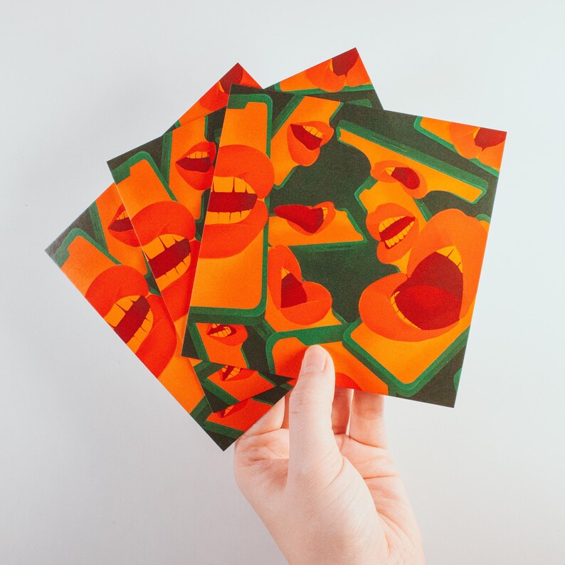 Square 12.1 x 12.1 cm Art Print Postcard Silence Greeting Card