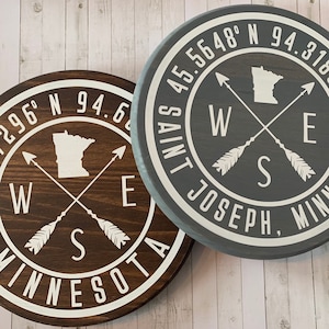 Personalized Wood Coordinates Sign, Lake House Decor, cabin Decor, New Home Decor. Lake Life Wall Art, Up North.