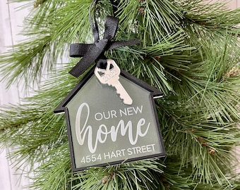 Our New Home Ornament With Address. Personalized New Home Ornament. Gift From Realtor. Realtor gift. New House Ornament. Home Ornament. Key.