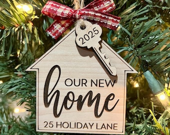 Personalized New Home Christmas Ornament, Etched Wood Keepsake, First Home Gift, New Homeowner, First Christmas, New Home Gift