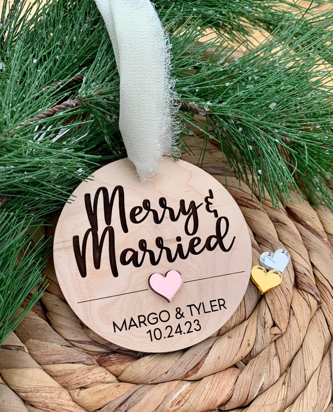 Personalized Merry and Married Ornament. Personalized Wedding Etsy