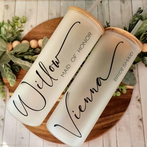 Personalized Bridesmaid Proposal. Personalized Bridesmaid Gift Glass Tumbler. Maid Of Honor Gift. Bridal Party Gift. Wedding.