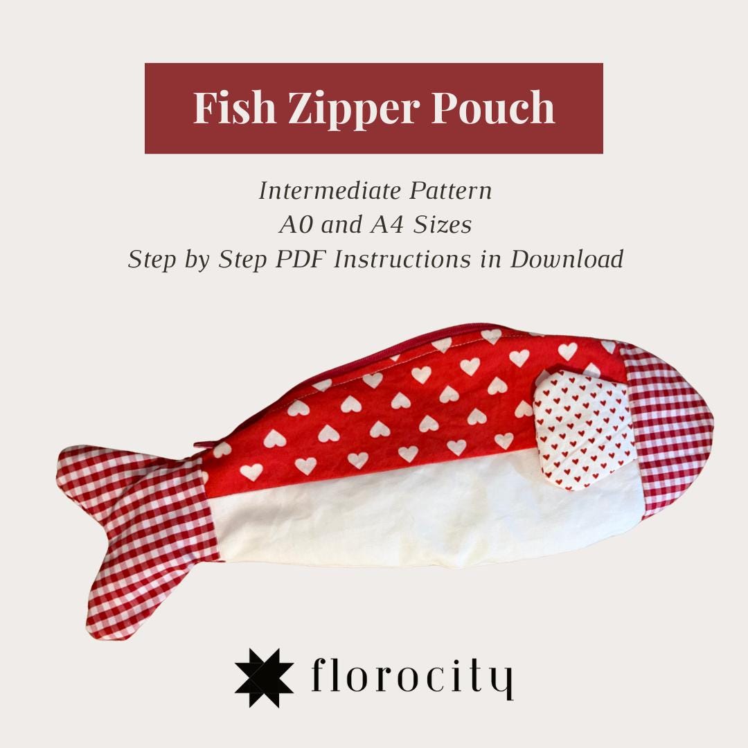 Fish Zipper Pouch Pattern (PDF Pattern, Instant Download) Fully Lined ...