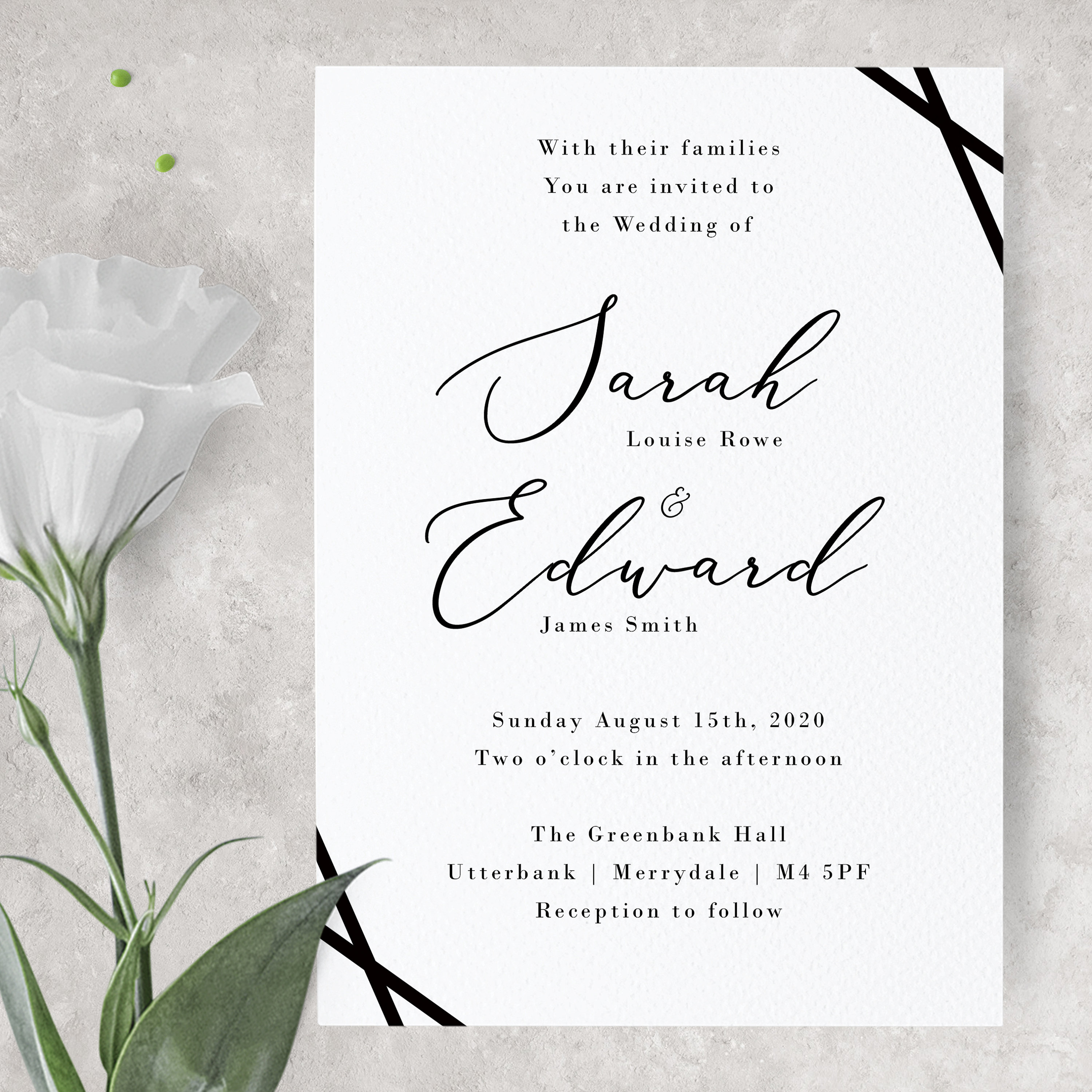 Lines Wedding Invitation Personalised Invites Set with Etsy