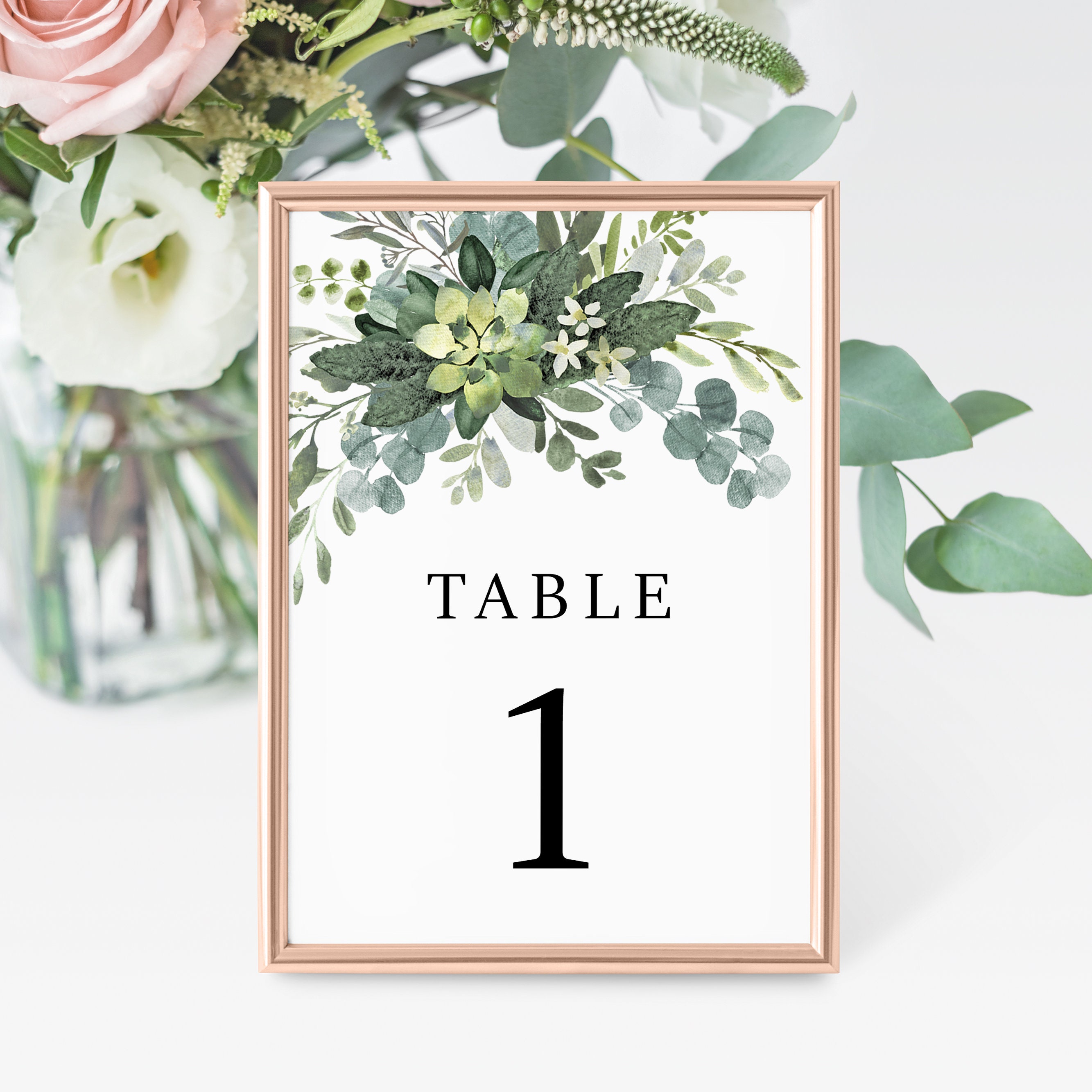 Botanical Table Numbers Green Rustic Table Names for Rustic Etsy