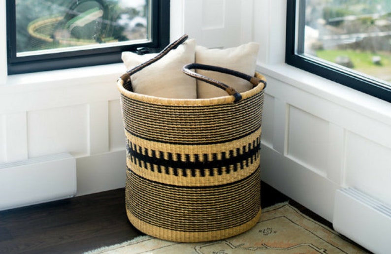 Natural Laundry Basket African Woven Basket Round Woven Etsy